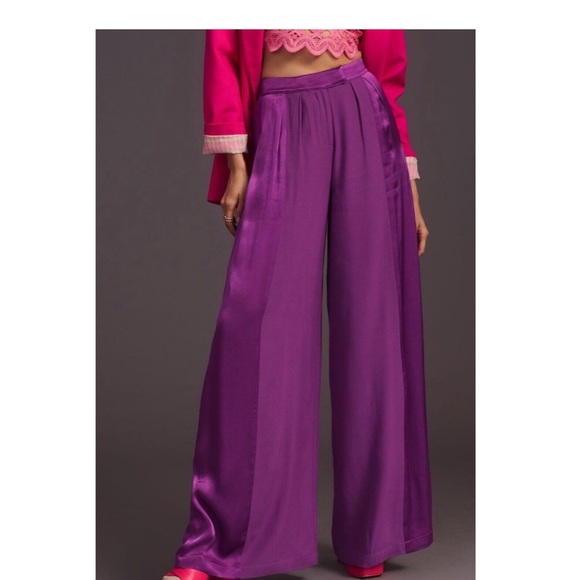 Corey Lynn Calter Pants - Anthropologie Corey Lynn Calter- Santin Elegant Purple Women's Wide-Leg Pants